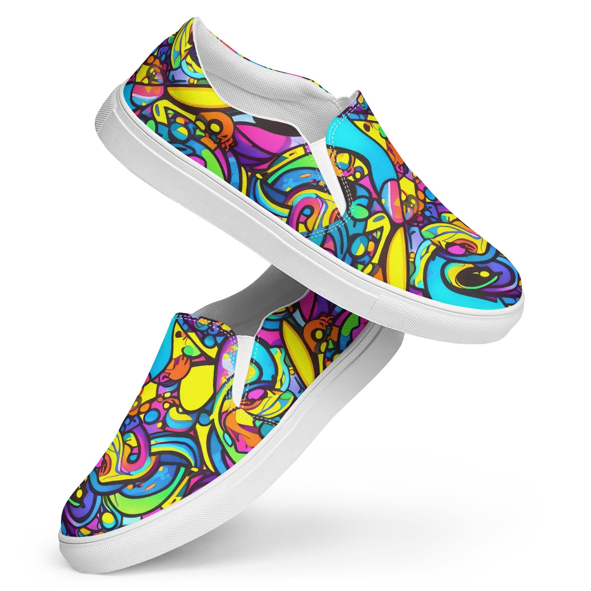 Kaleidoscopic Flow on Women's Slip-On Canvas Shoes — Front