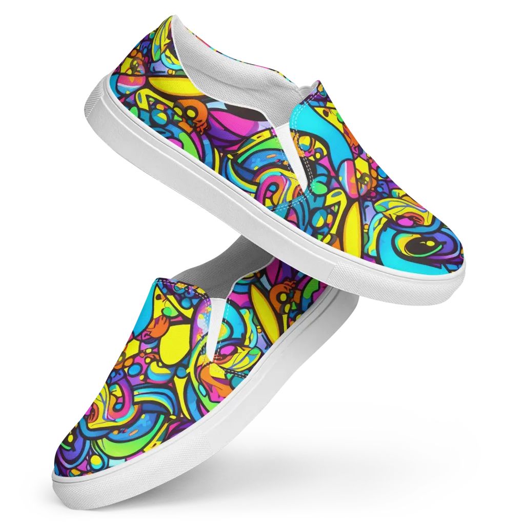 Kaleidoscopic Flow on Women's Slip-On Canvas Shoes — Front