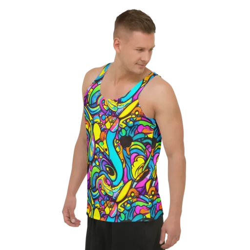 Kaleidoscopic Flow on a Men's Tank Top