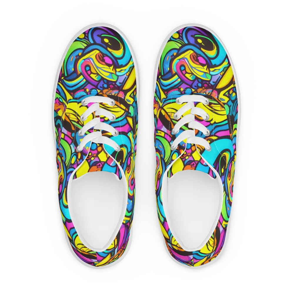 Kaleidoscopic Flow on Men's Lace-Up Canvas Shoes — Front