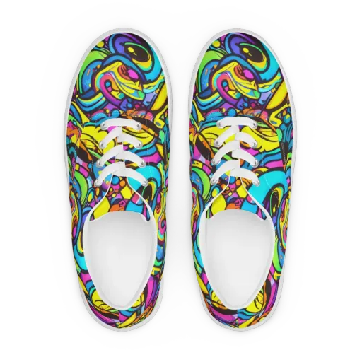 Kaleidoscopic Flow on a Men's Lace-Up Canvas Shoes
