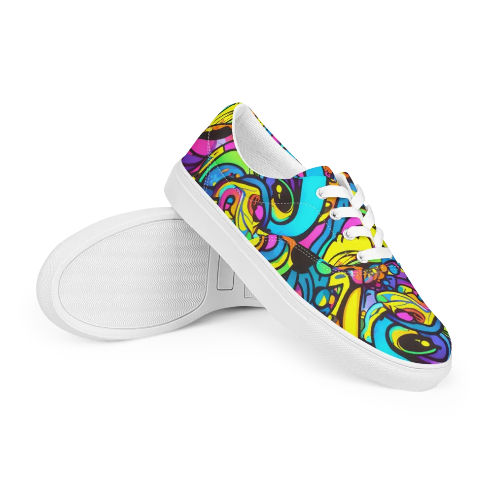 Kaleidoscopic Flow on Men's Lace-Up Canvas Shoes — Right Front
