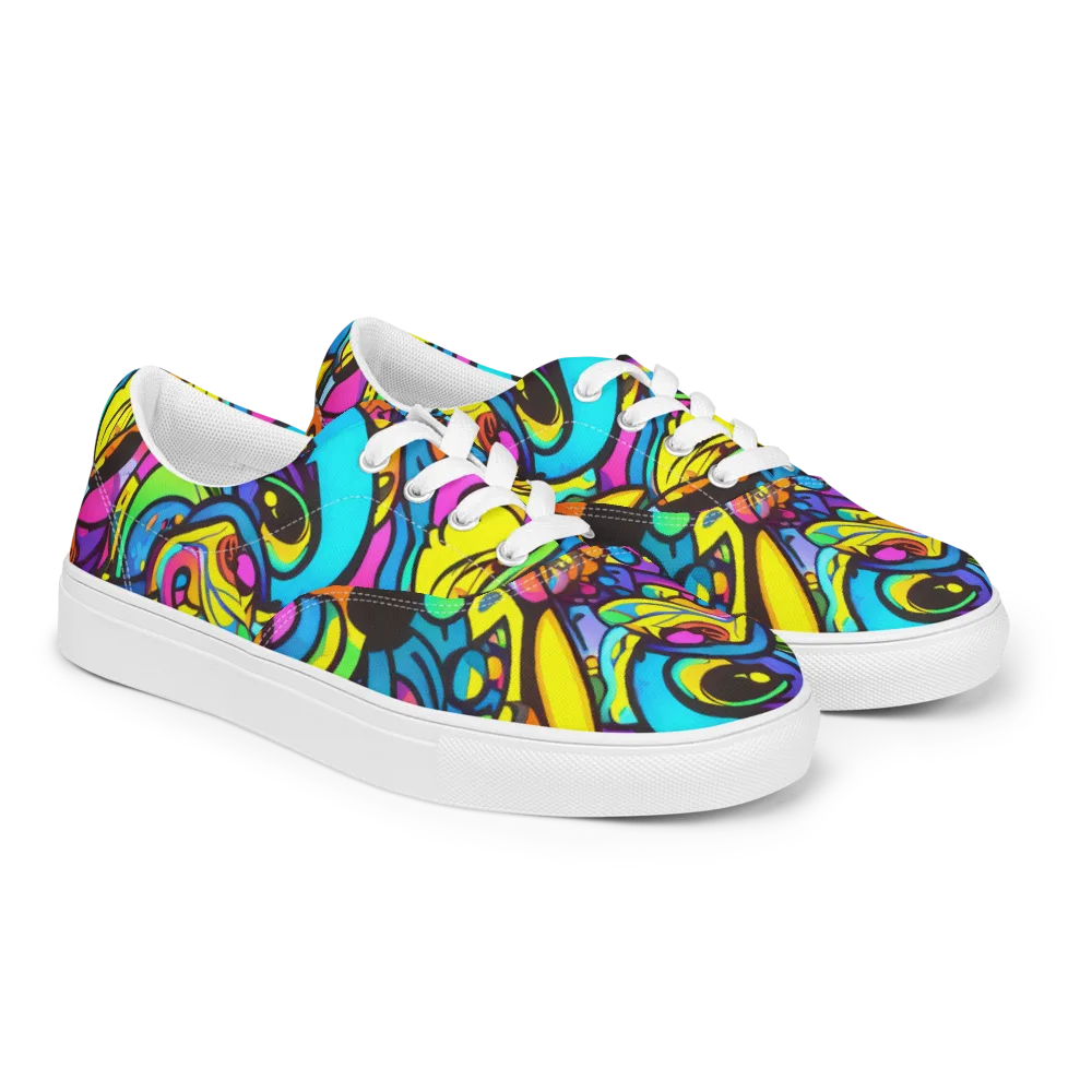 Kaleidoscopic Flow on Men's Lace-Up Canvas Shoes — Right Front