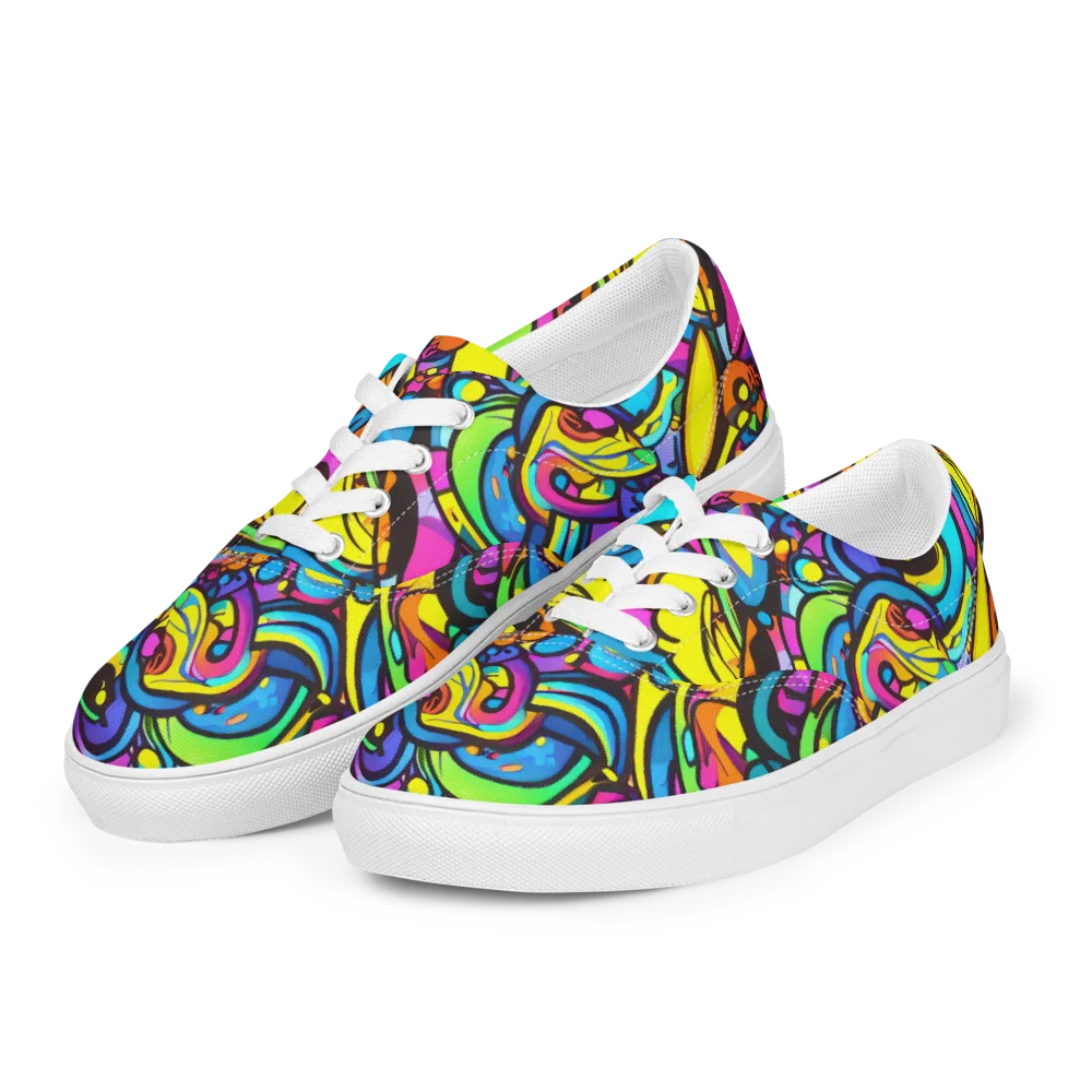 Kaleidoscopic Flow on Men's Lace-Up Canvas Shoes — Left Front
