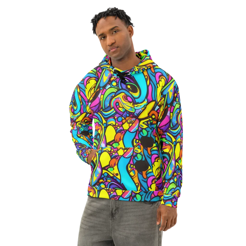 Kaleidoscopic Flow on Cotton Hoodie — Left Front
