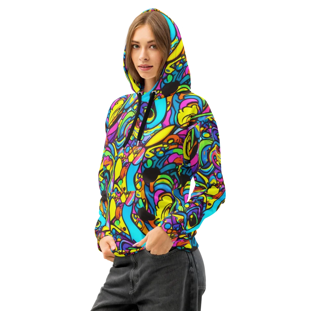 Kaleidoscopic Flow on Cotton Hoodie — Left Front