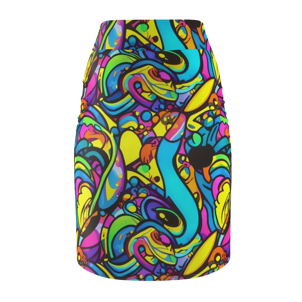 Kaleidoscopic Flow on Pencil Skirt — Back