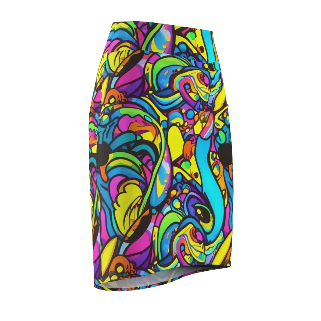 Kaleidoscopic Flow on Pencil Skirt — Front Side