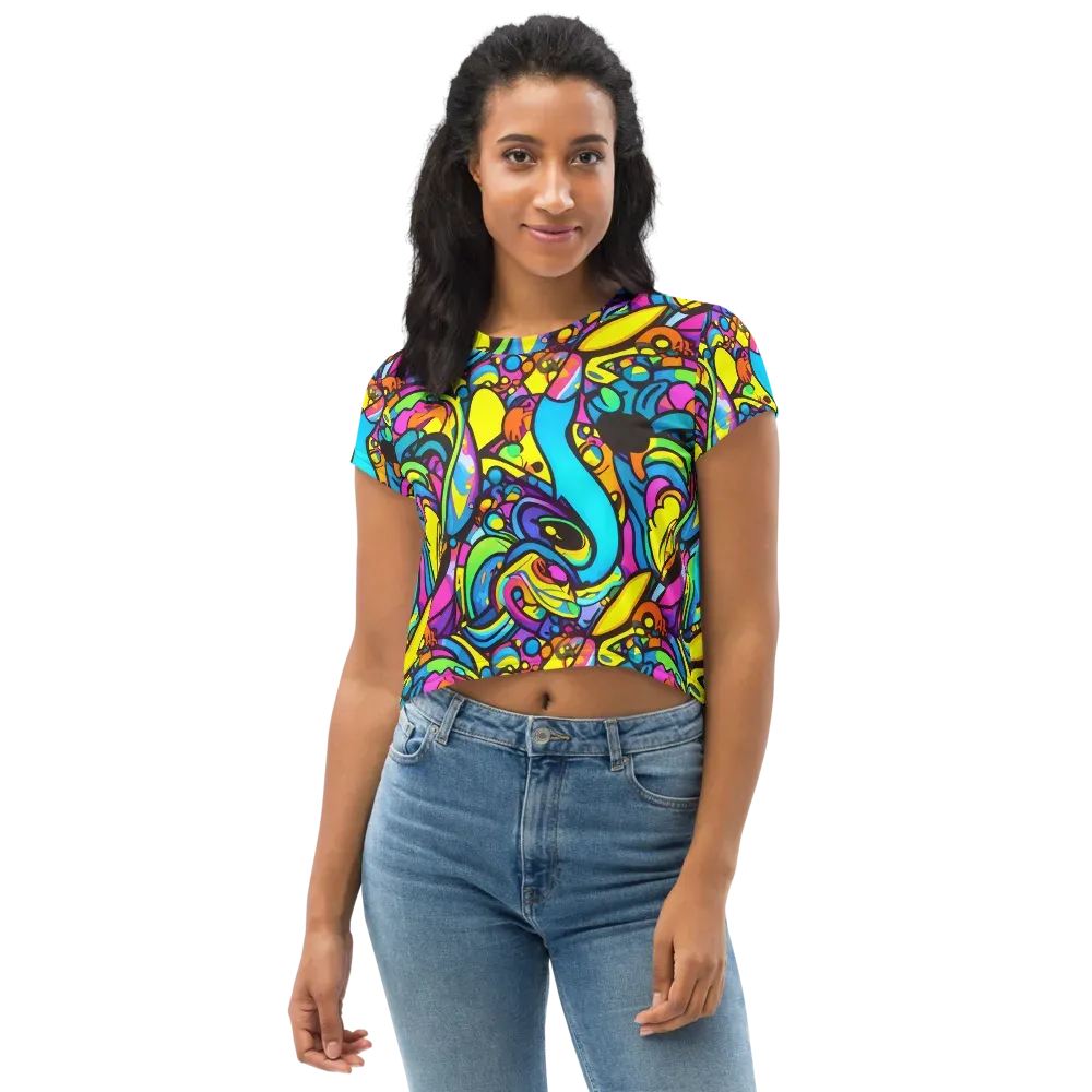 Kaleidoscopic Flow on Crop Tee — Front