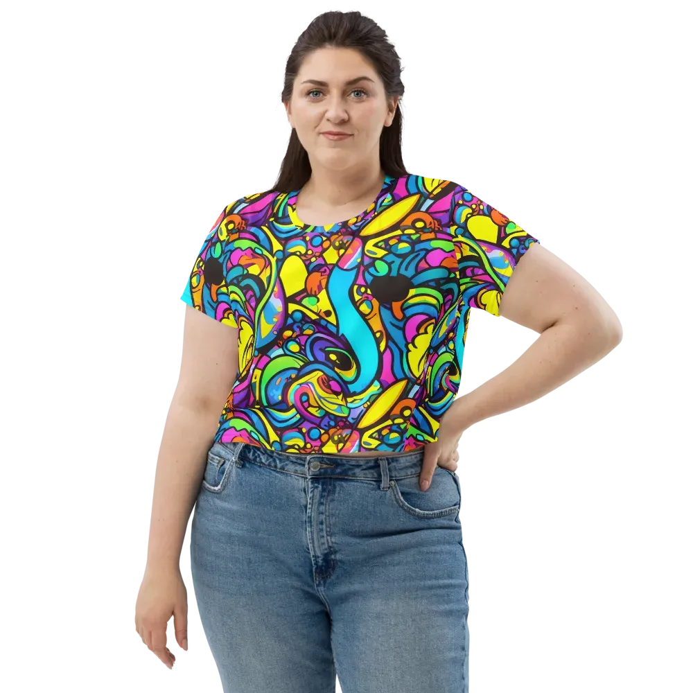 Kaleidoscopic Flow on Crop Tee — Front