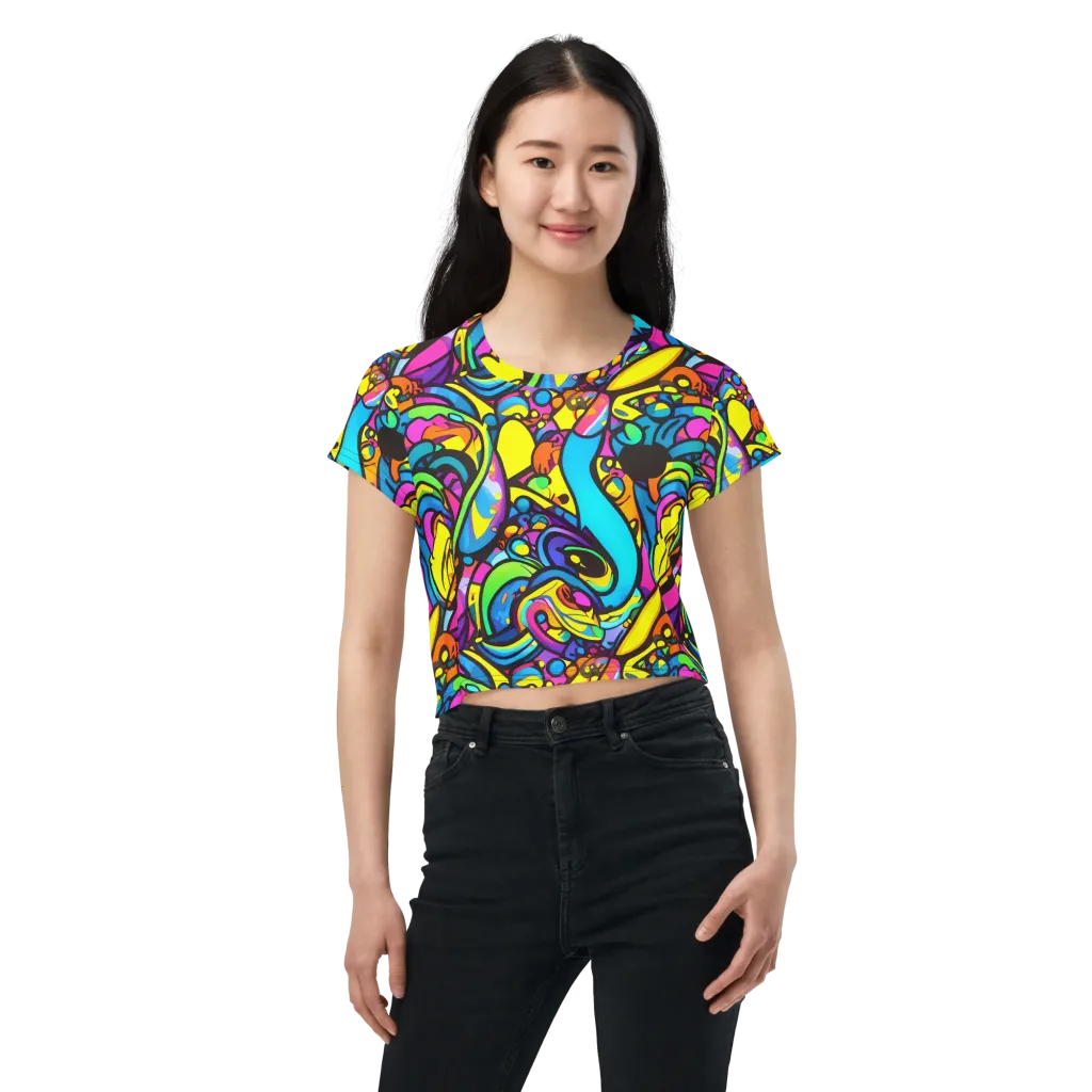 Kaleidoscopic Flow on Crop Tee — Front