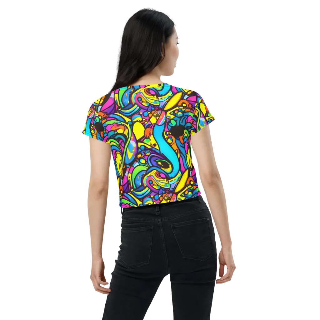 Kaleidoscopic Flow on Crop Tee — Back