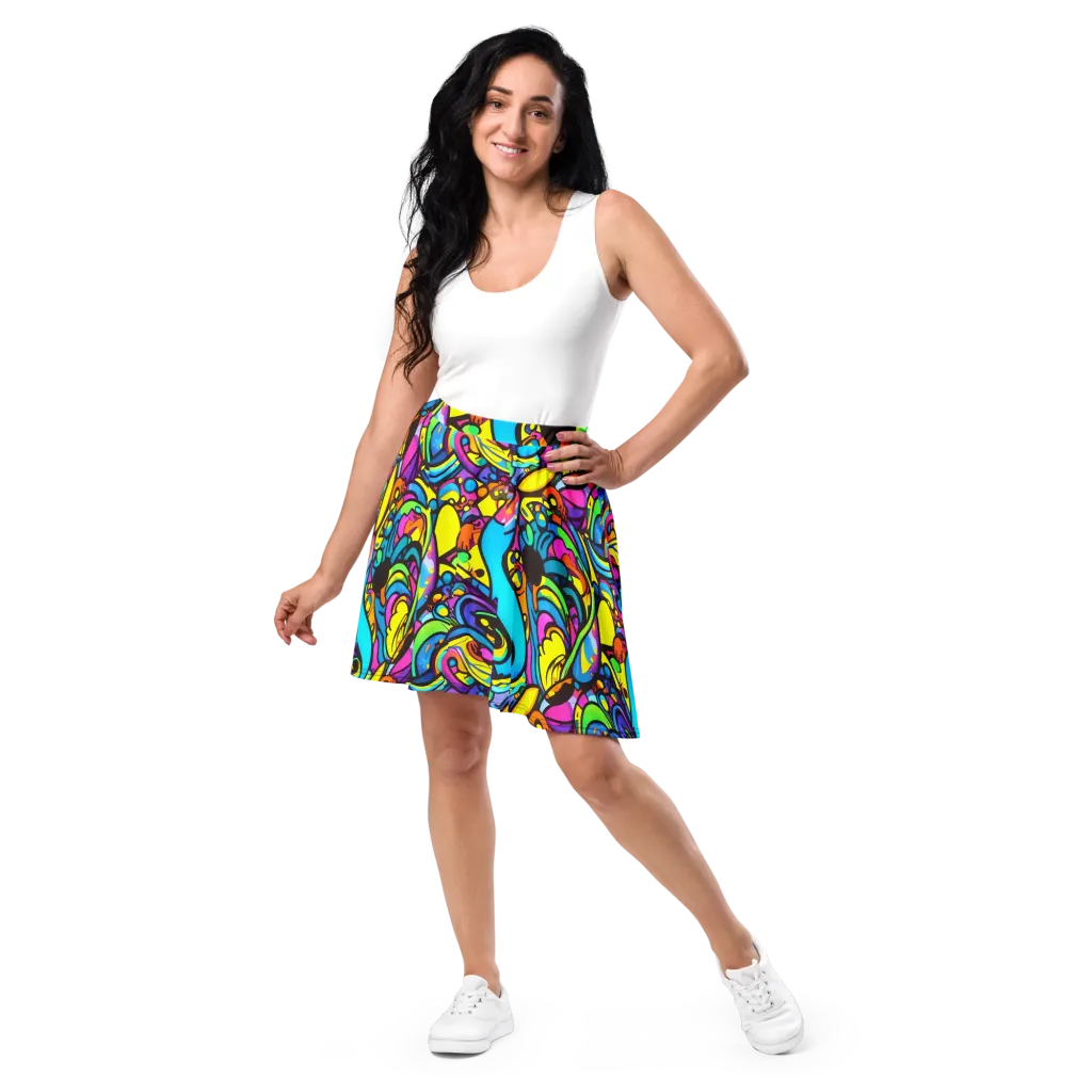 Kaleidoscopic Flow on Skater Skirt — Front
