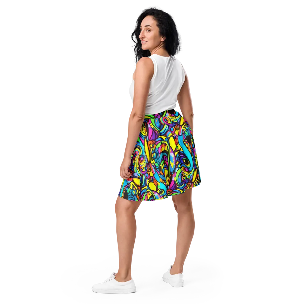 Kaleidoscopic Flow on Skater Skirt — Back