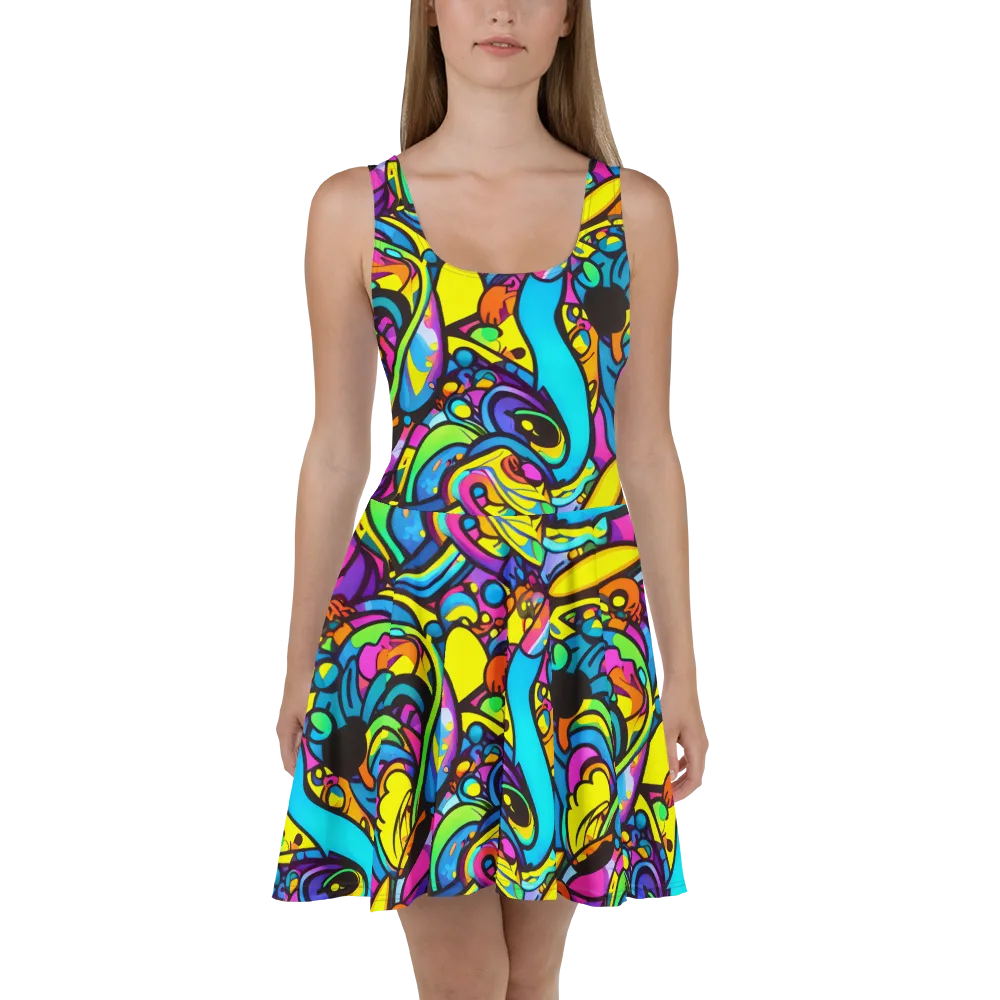 Kaleidoscopic Flow on Skater Dress — Front