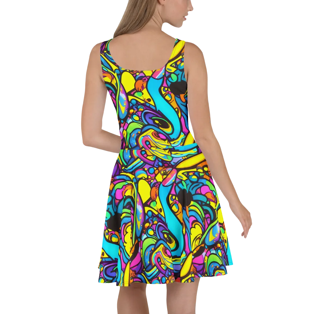 Kaleidoscopic Flow on Skater Dress — Back