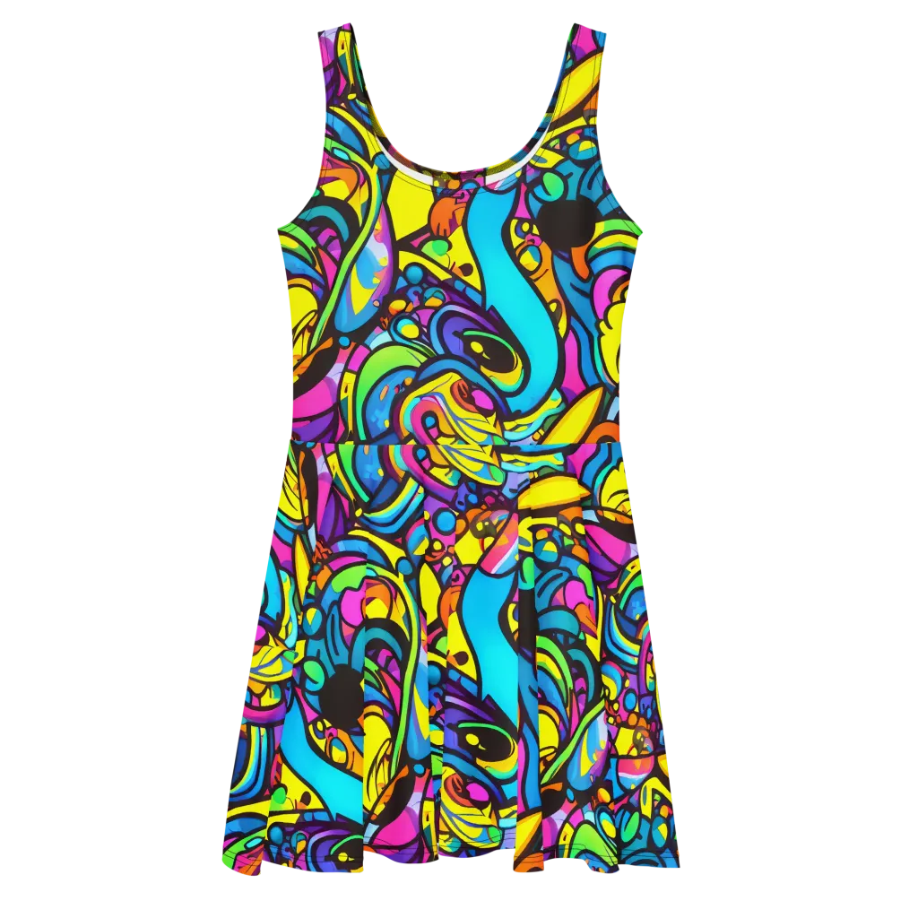 Kaleidoscopic Flow on Skater Dress — Front