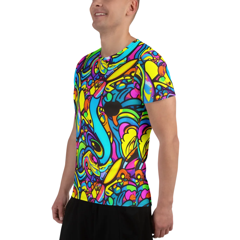 Kaleidoscopic Flow on Men's Athletic T-Shirt — Left