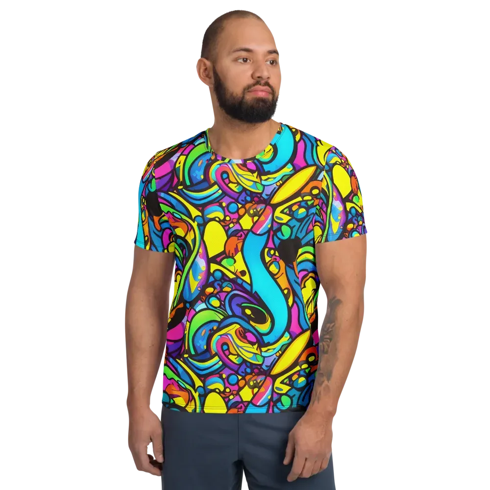 Kaleidoscopic Flow on Men's Athletic T-Shirt — Front