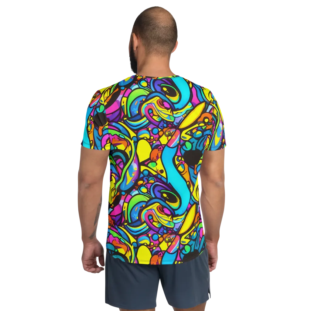 Kaleidoscopic Flow on Men's Athletic T-Shirt — Back
