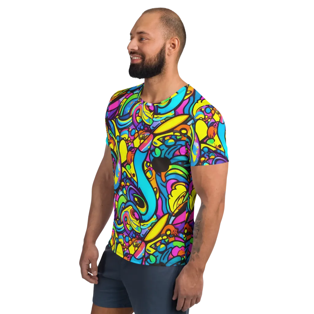 Kaleidoscopic Flow on Men's Athletic T-Shirt — Left