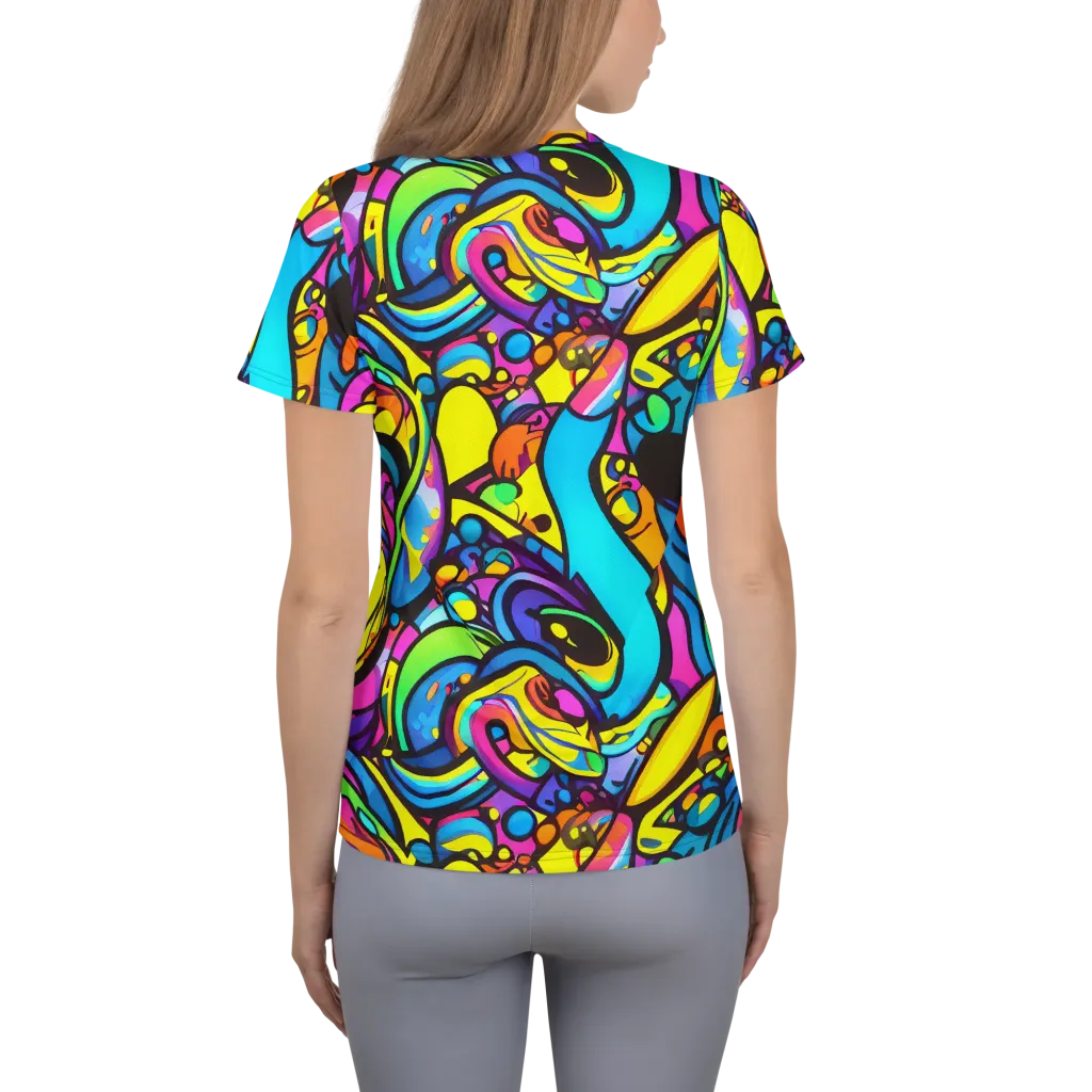Kaleidoscopic Flow on Women's Athletic T-Shirt — Back
