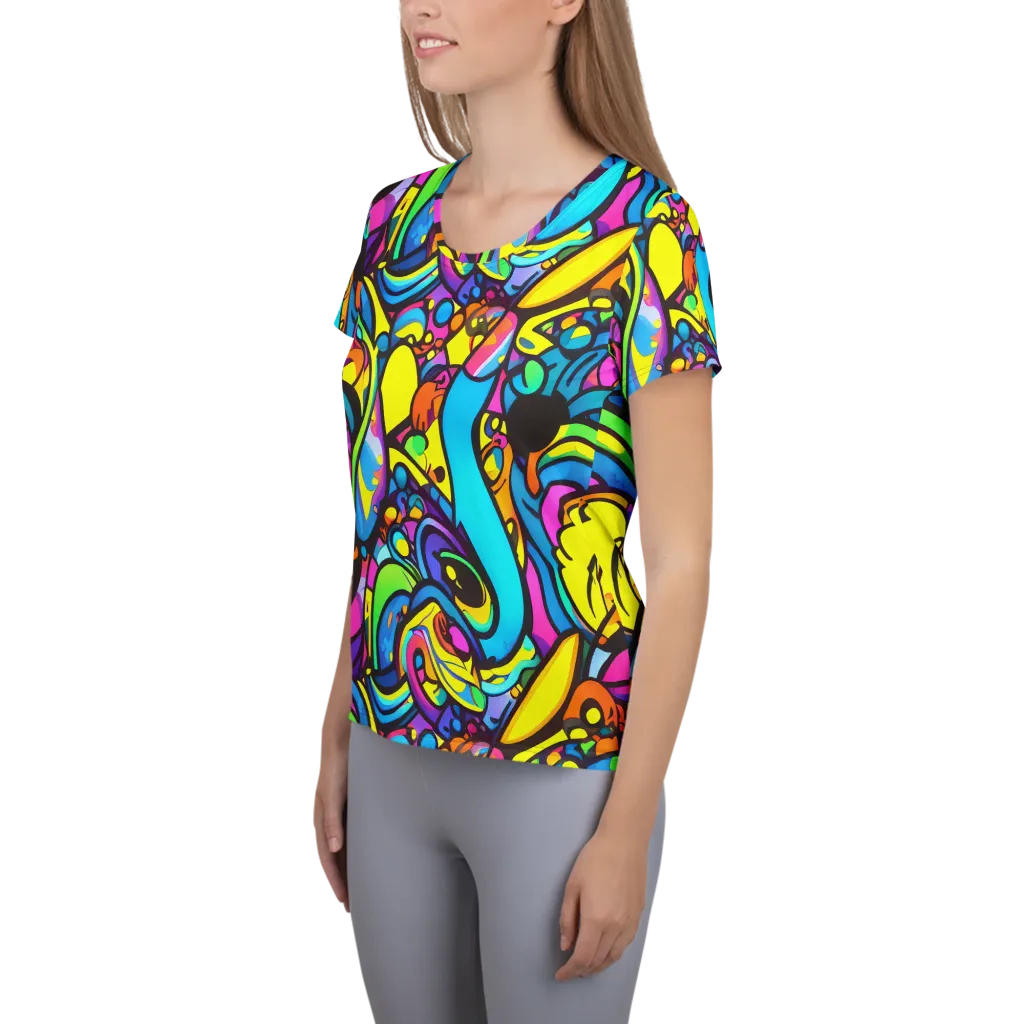 Kaleidoscopic Flow on Women's Athletic T-Shirt — Left