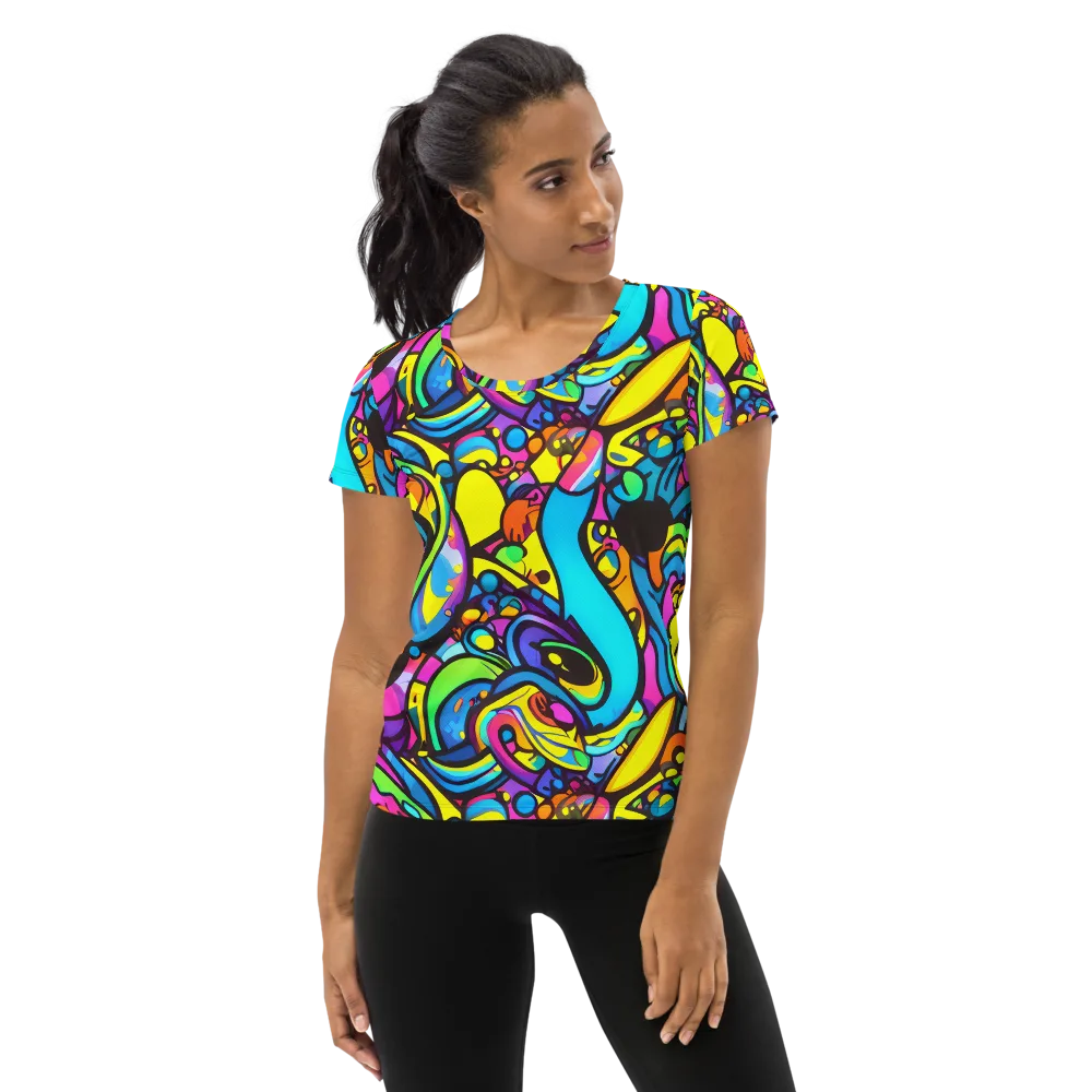 Kaleidoscopic Flow on Women's Athletic T-Shirt — Front