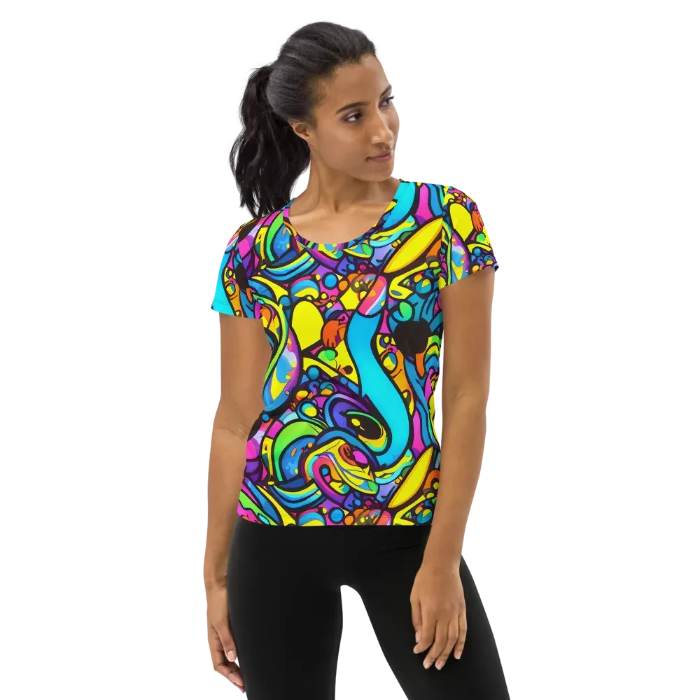 Kaleidoscopic Flow on Women's Athletic T-Shirt — Front