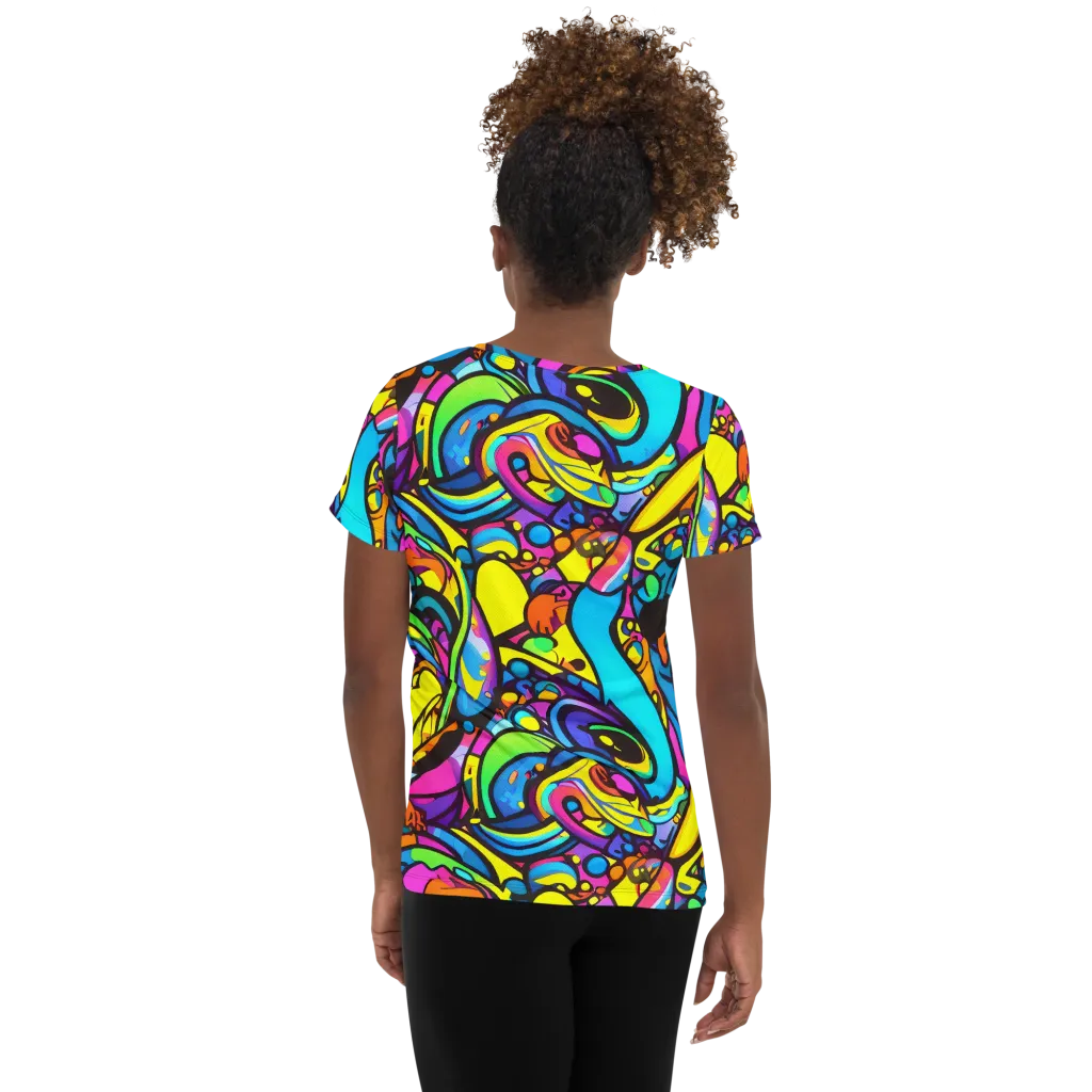 Kaleidoscopic Flow on Women's Athletic T-Shirt — Back