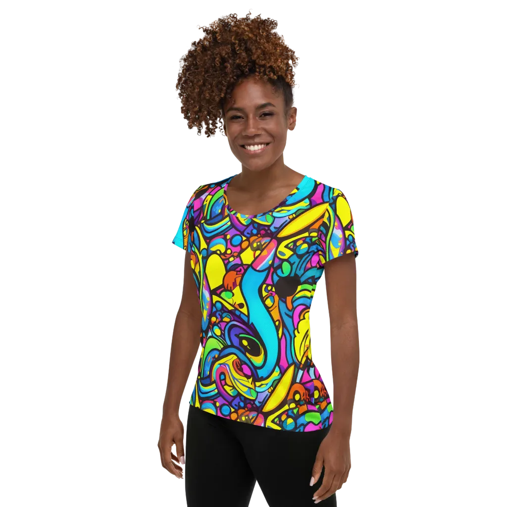 Kaleidoscopic Flow on Women's Athletic T-Shirt — Left