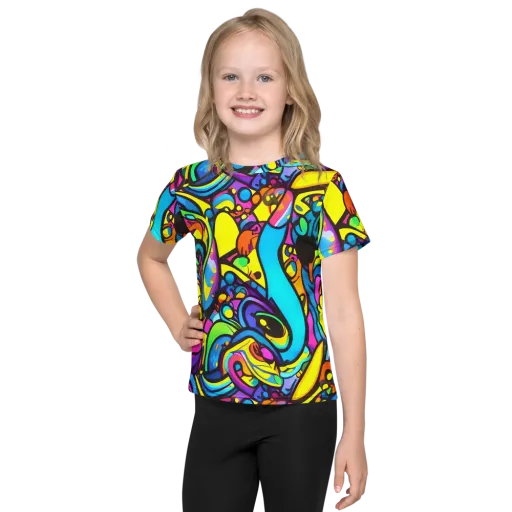 Kaleidoscopic Flow on a Kids Crew Neck T-Shirt