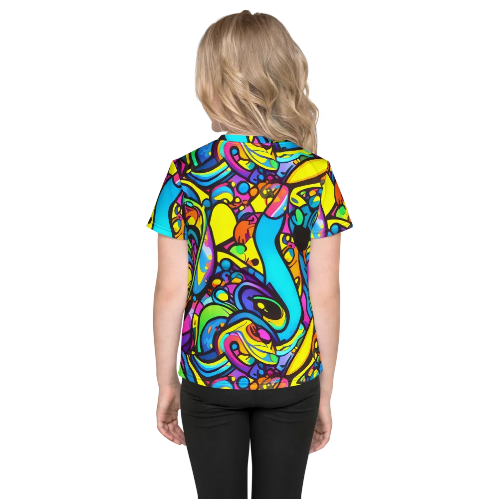 Kaleidoscopic Flow on Kids Crew Neck T-Shirt — Back
