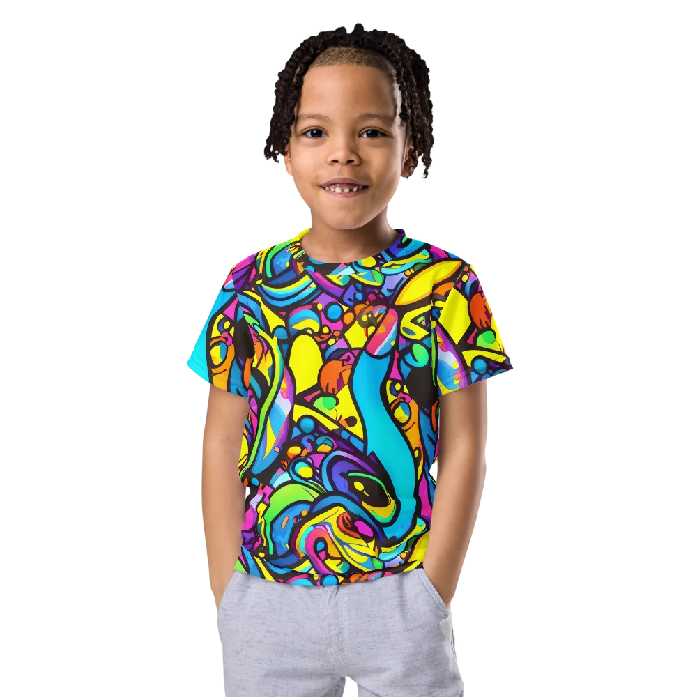Kaleidoscopic Flow on Kids Crew Neck T-Shirt — Front