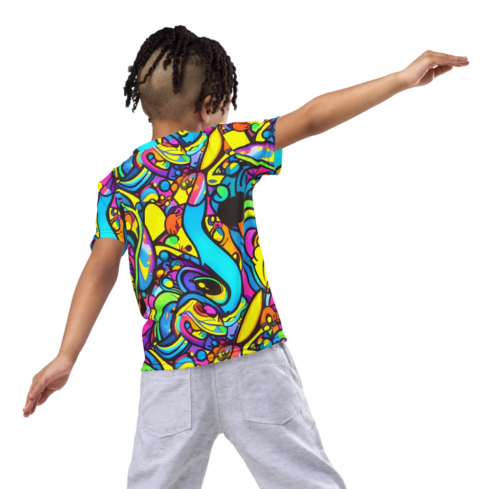 Kaleidoscopic Flow on Kids Crew Neck T-Shirt — Back