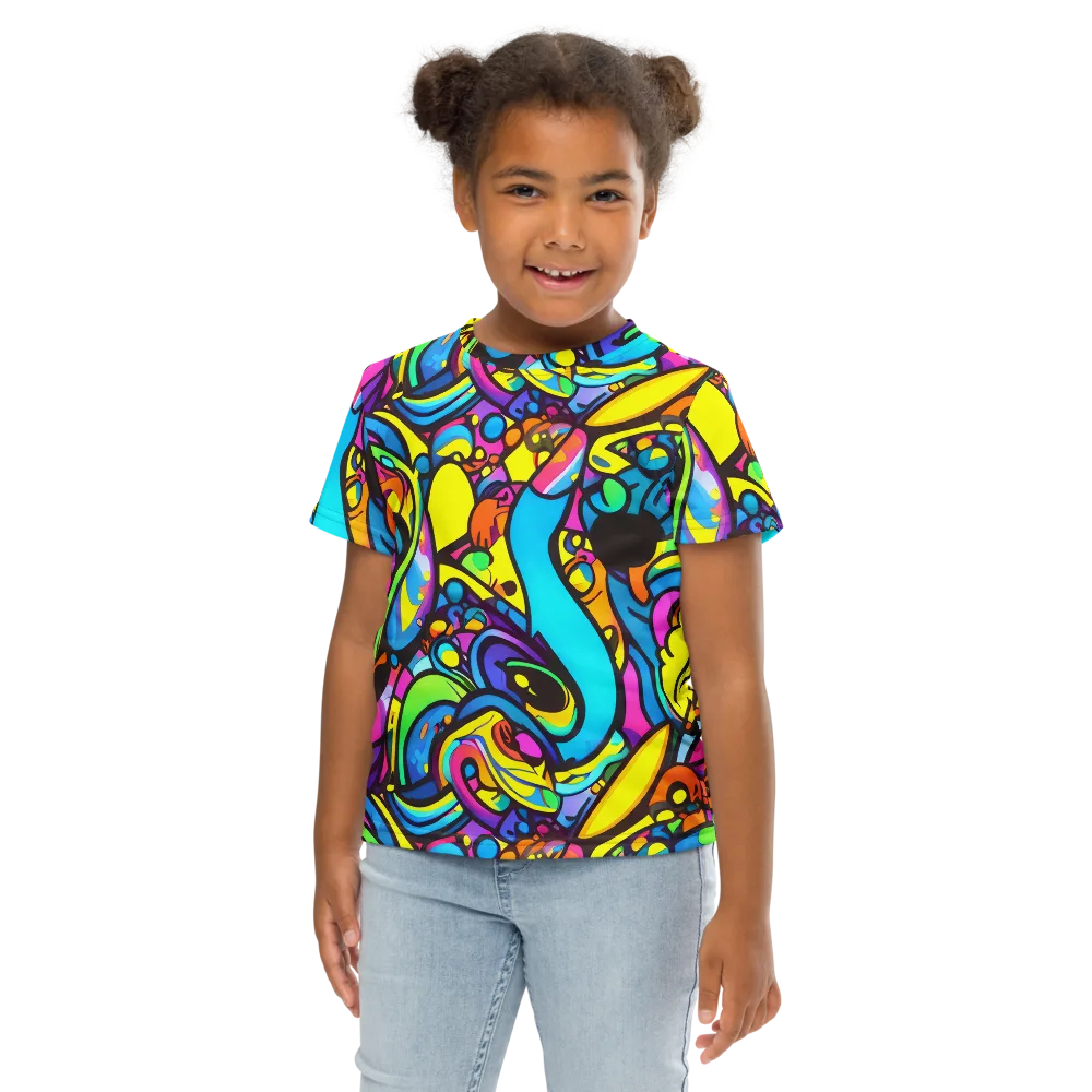 Kaleidoscopic Flow on Kids Crew Neck T-Shirt — Front