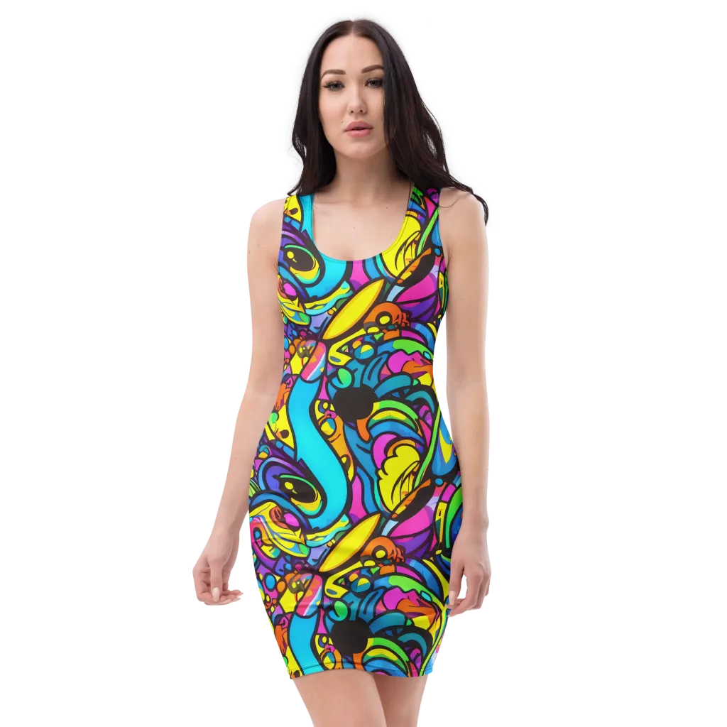 Kaleidoscopic Flow on Bodycon Dress — Front