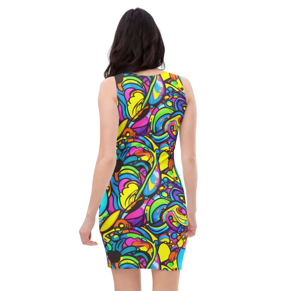 Kaleidoscopic Flow on Bodycon Dress — Back