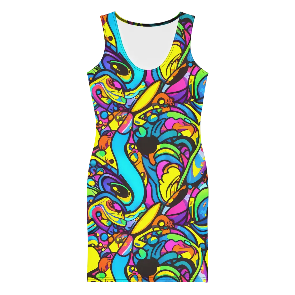 Kaleidoscopic Flow on Bodycon Dress — Front