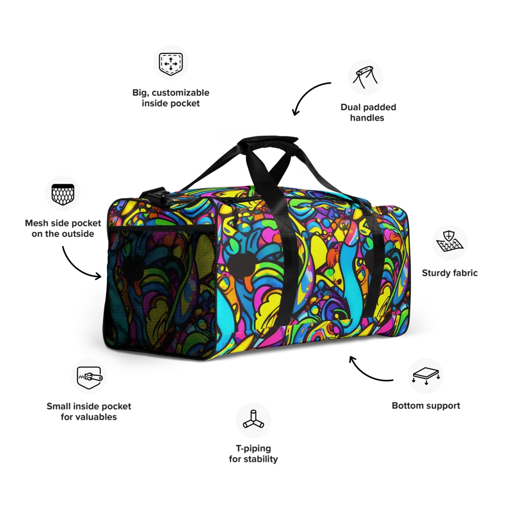 Kaleidoscopic Flow on Duffle Bag — Right Front