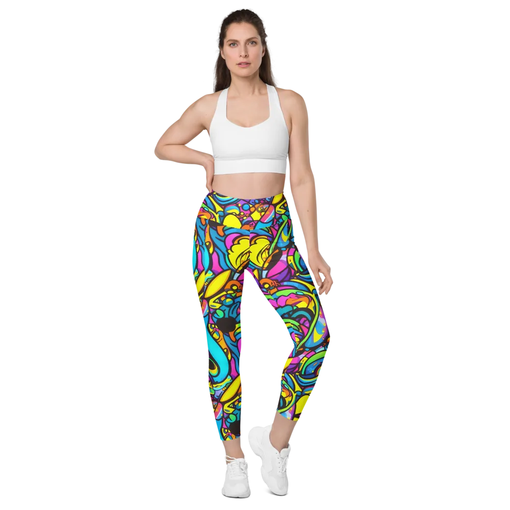 Kaleidoscopic Flow on Leggings with Pockets — Front