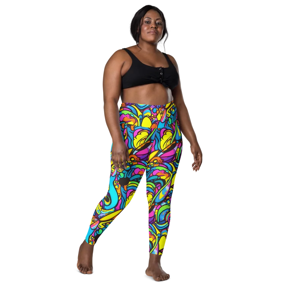 Kaleidoscopic Flow on Leggings with Pockets — Front
