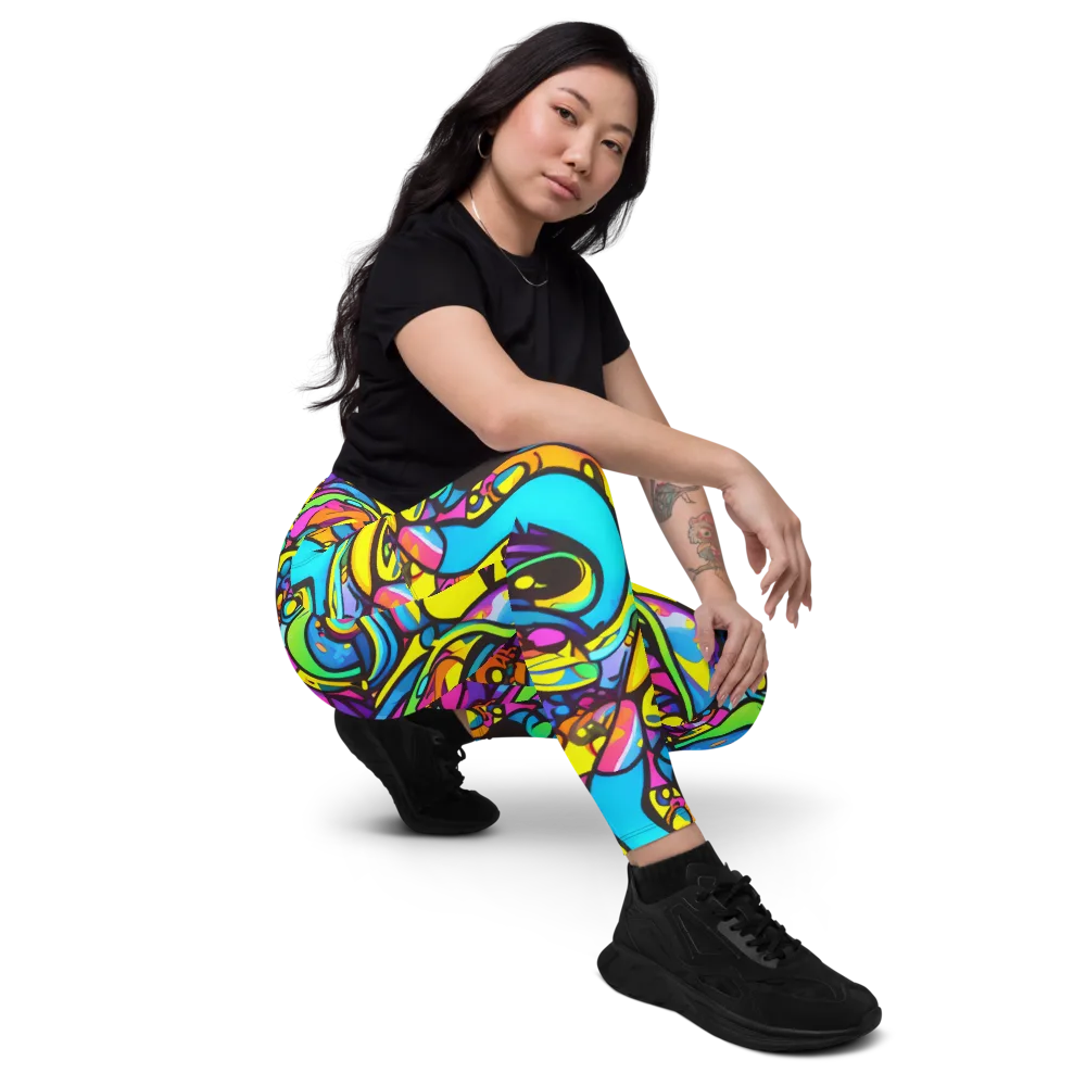 Kaleidoscopic Flow on Leggings with Pockets — Right Front