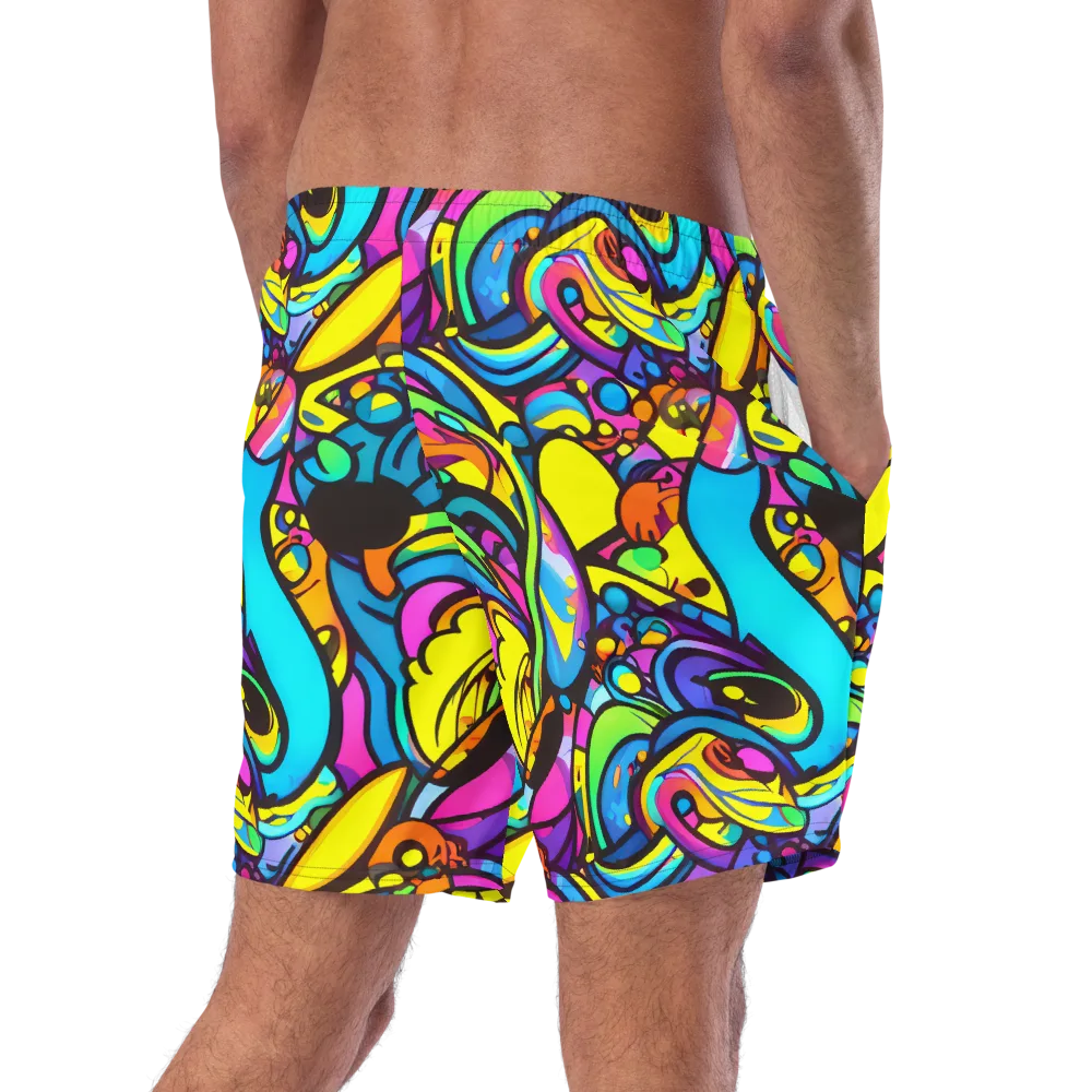 Kaleidoscopic Flow on Swim Trunks — Right Back