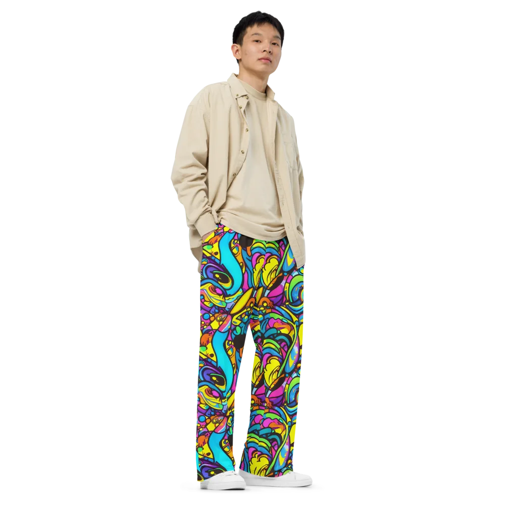 Kaleidoscopic Flow on Wide-Leg Pants — Right Front