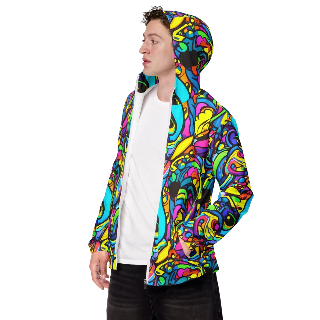 Kaleidoscopic Flow on Men's Windbreaker — Left Front