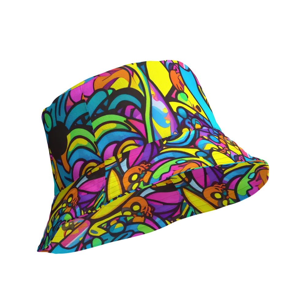 Kaleidoscopic Flow on Reversible Bucket Hat — Product details Outside