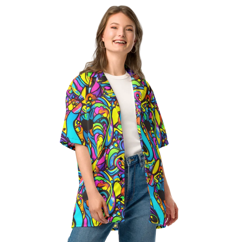 Kaleidoscopic Flow on Button Shirt — Front