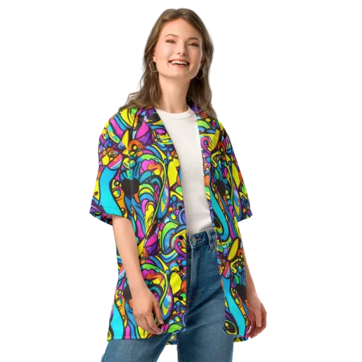Kaleidoscopic Flow on a Button Shirt