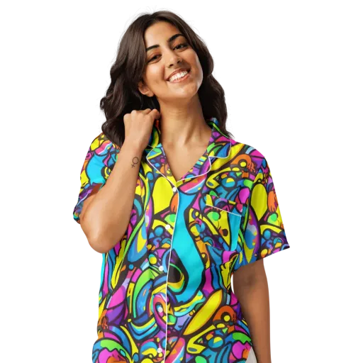 Kaleidoscopic Flow on a Women's Short Sleeve Pajama Top